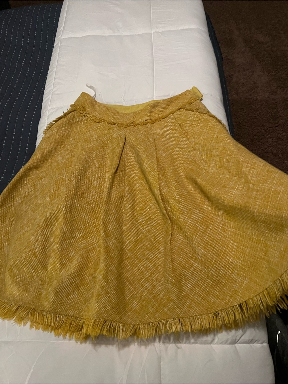 Maeve size 2,Mustard Fringe Hem A-Line Skirt
